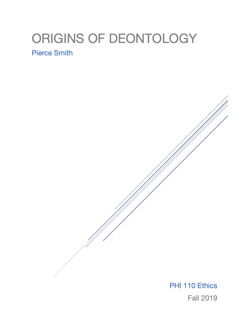 Origins of Deontology Cover Sheet